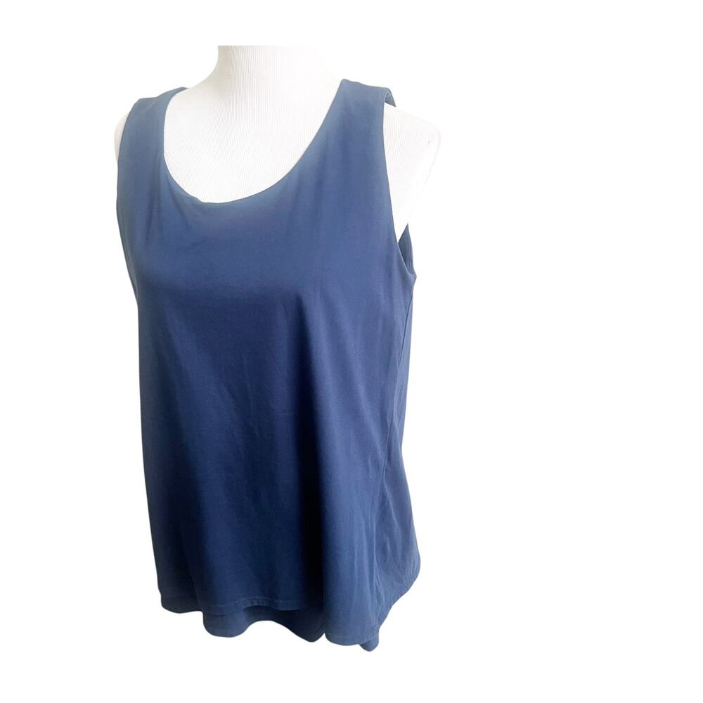 J.Jill Tank Top Women's Medium Navy Sleeveless Layered Scoop Neck Wardrobe - Picture 3 of 7